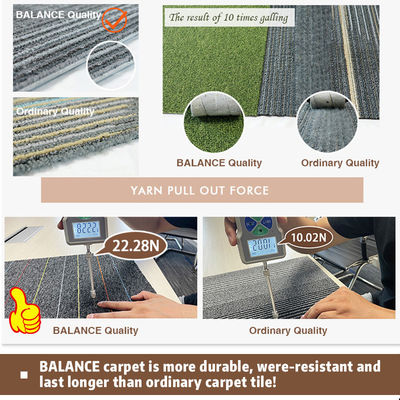 전체 무게 4500g/sqm ±3% PVC 카펫 타일 25x100 Tufted 퍼즐 패턴 상업용